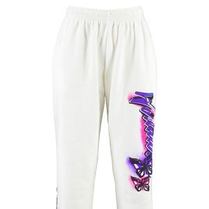 White Butterfly print joggers never worn